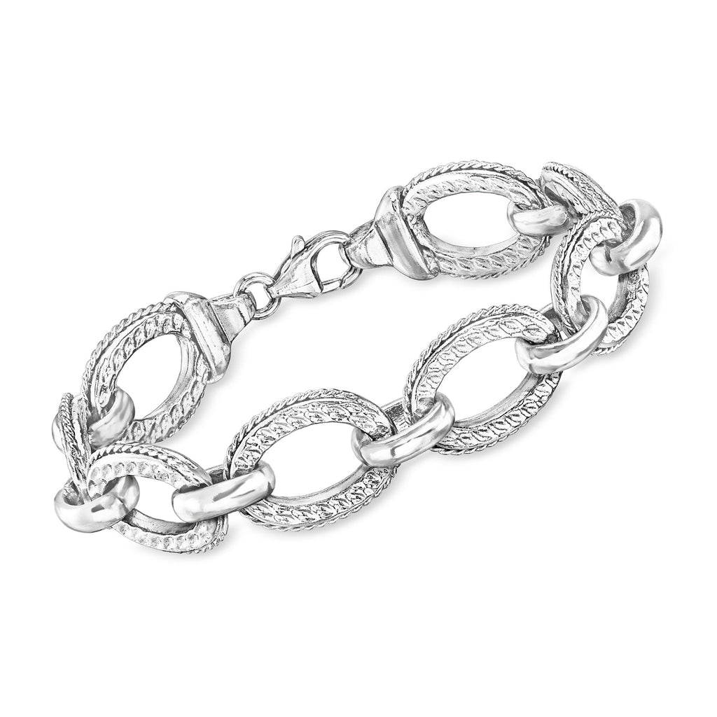 Ross-Simons Italian Rhodium-Plated Link Bracelet