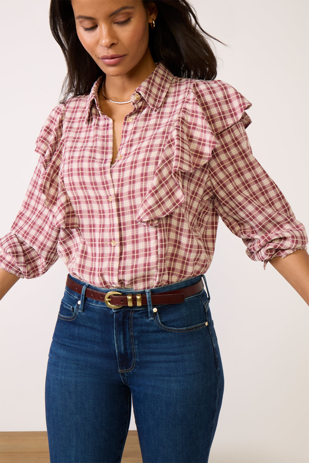 Women's Dru Ruffle Front Shirt
