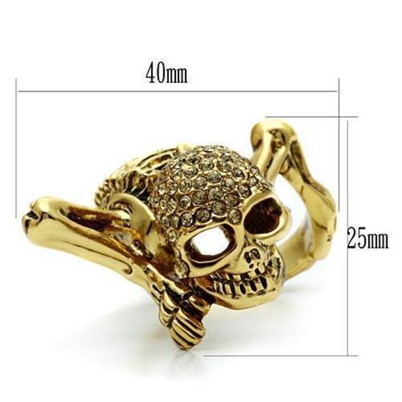 Gold White Metal Ring with Top Grade Crystal in Citrine Yellow
