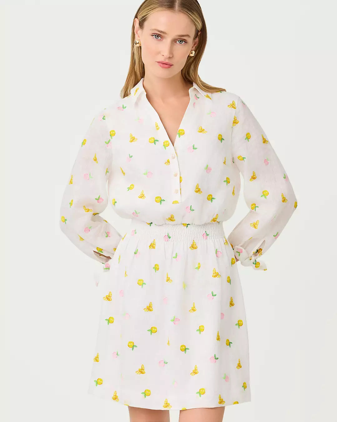 Abralynn Embroidered Linen Shirtdress