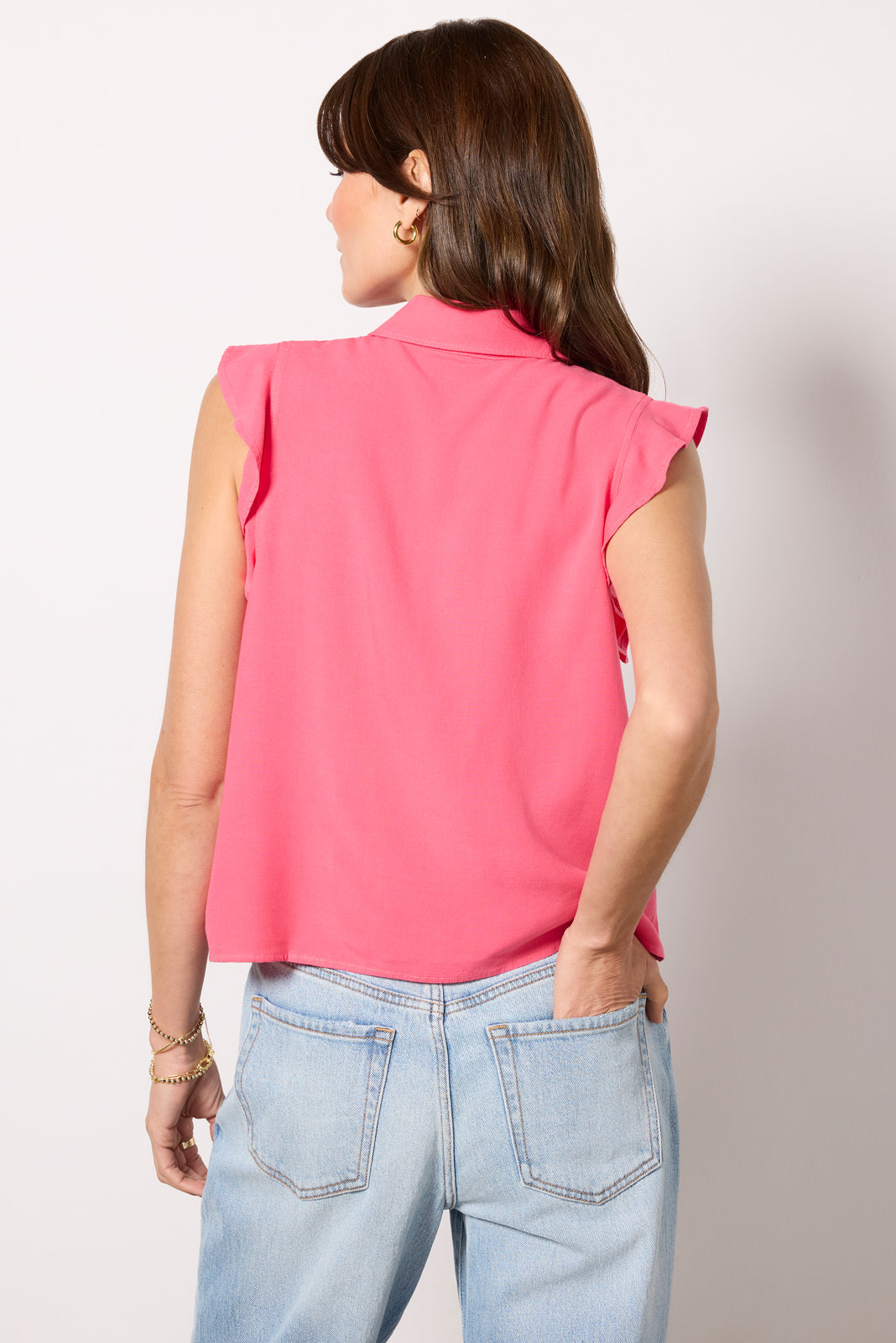 Women's Ruffle Button Down Shirt