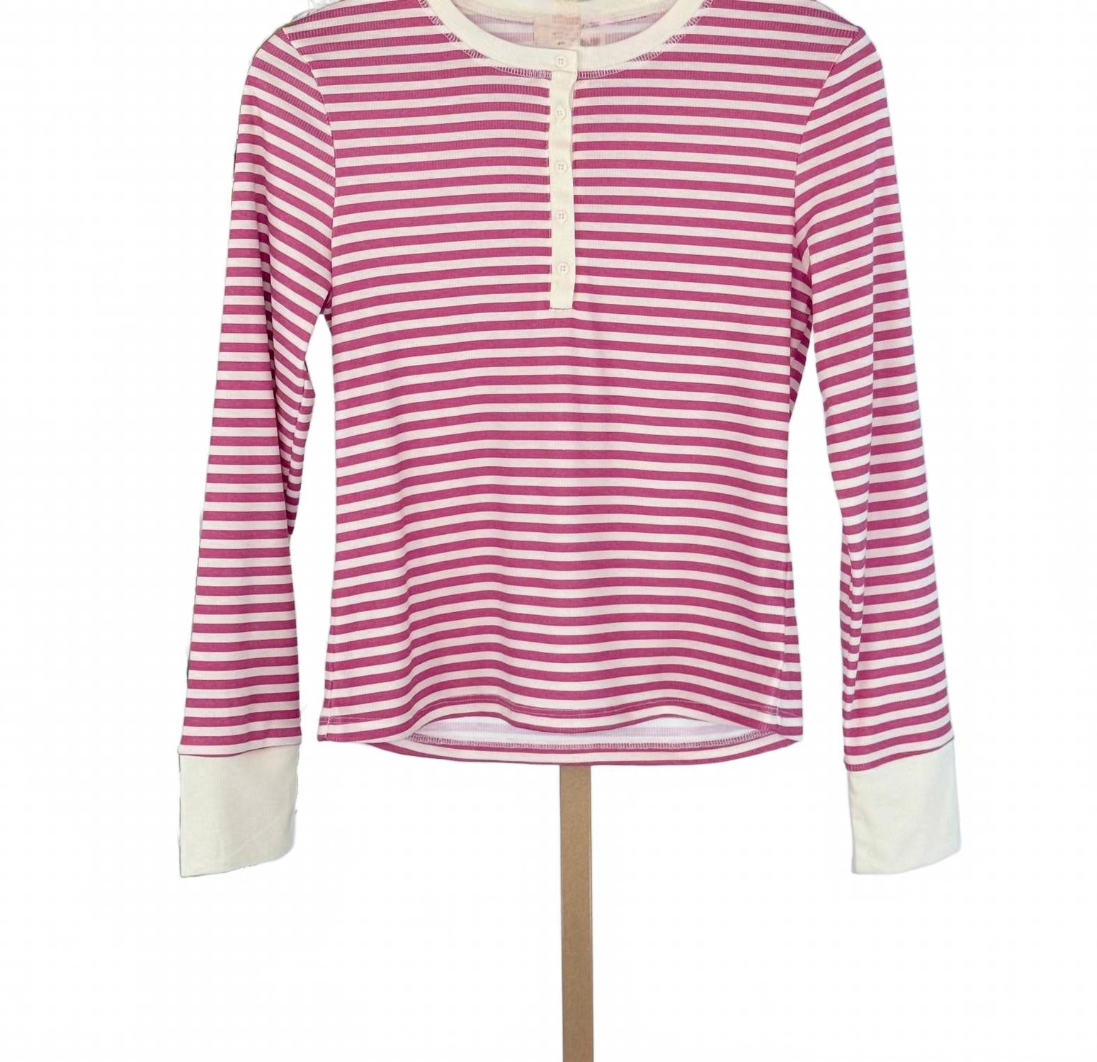Tulsi Stripe Long Sleeve Top In Berry/vanilla Ice