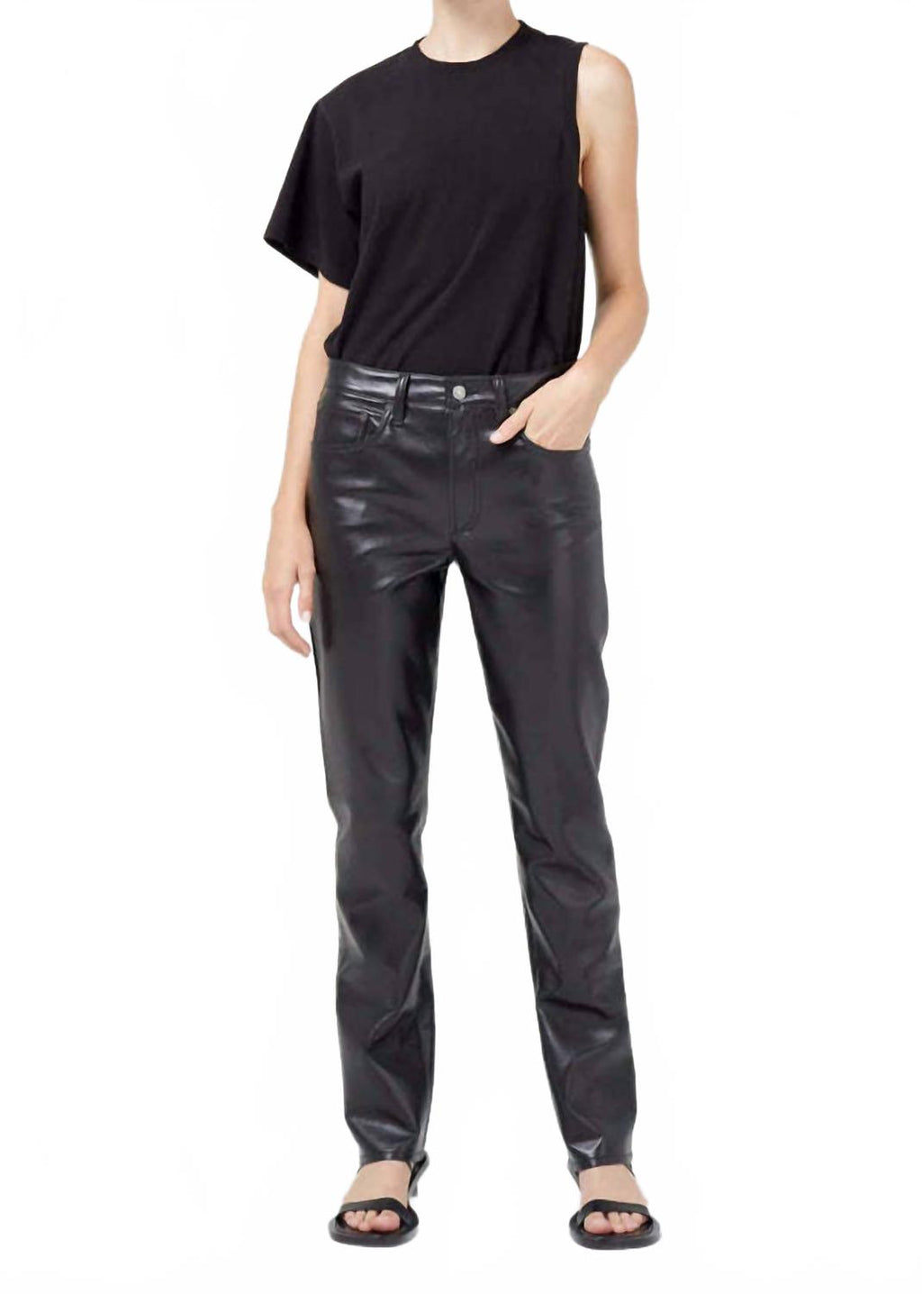 Low Rise Recycled Leather Slim Jeans In Detox