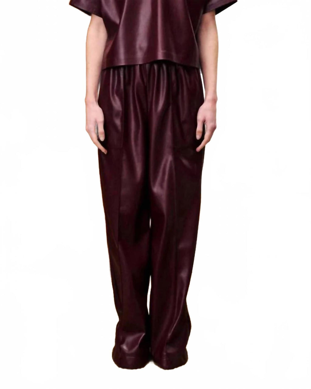 Michaux Faux Leather Pants In Bordeaux