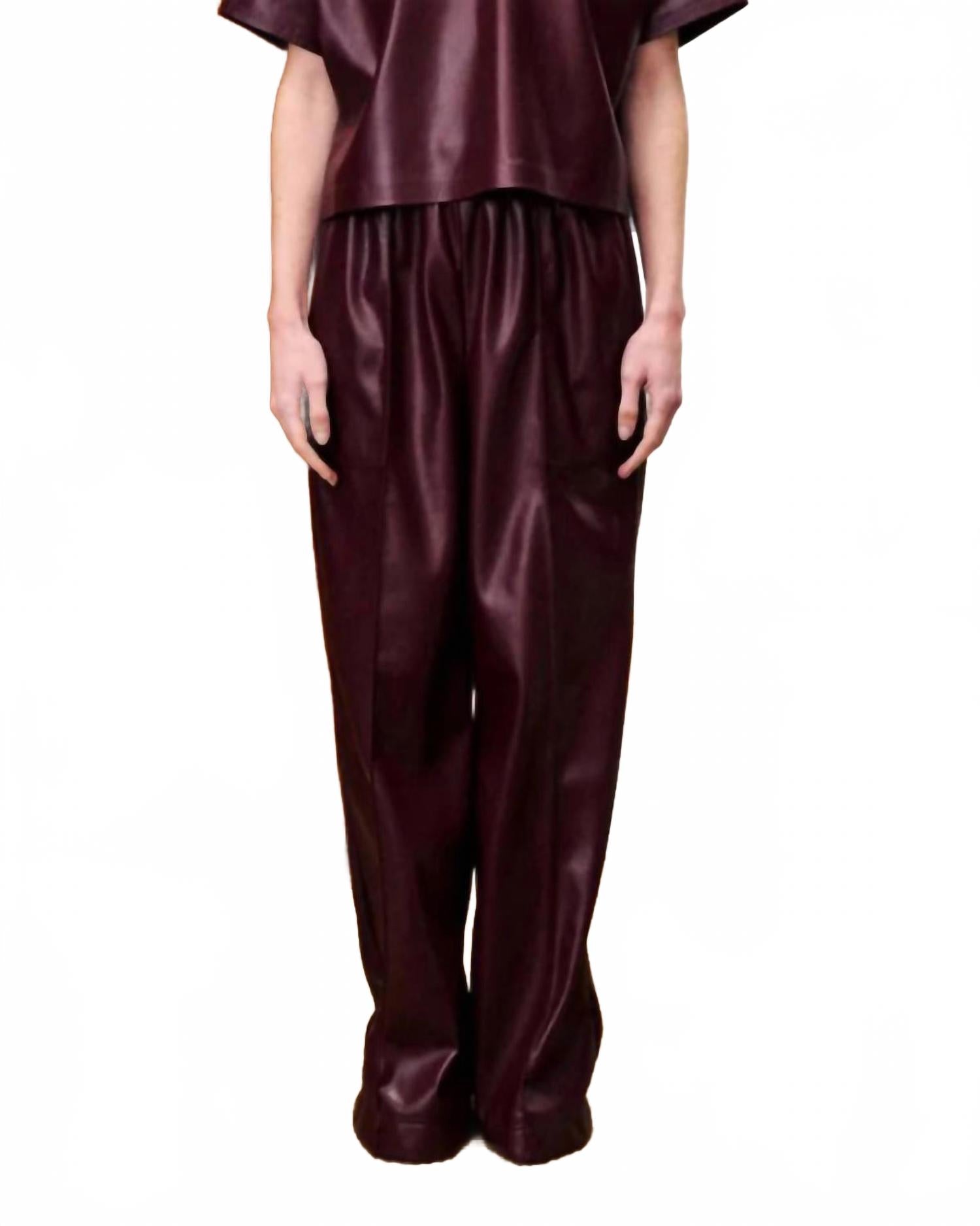 Michaux Faux Leather Pants In Bordeaux