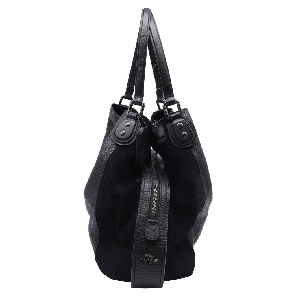 Coach Large Edie Shoulder Bag in Black Leather