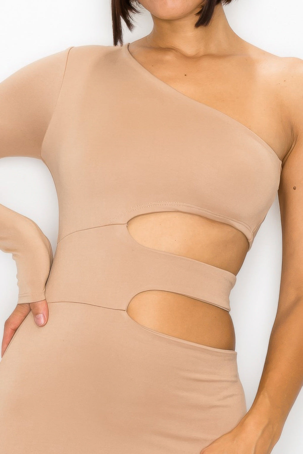 One Shoulder Maxi Dress With Waist Cut Out