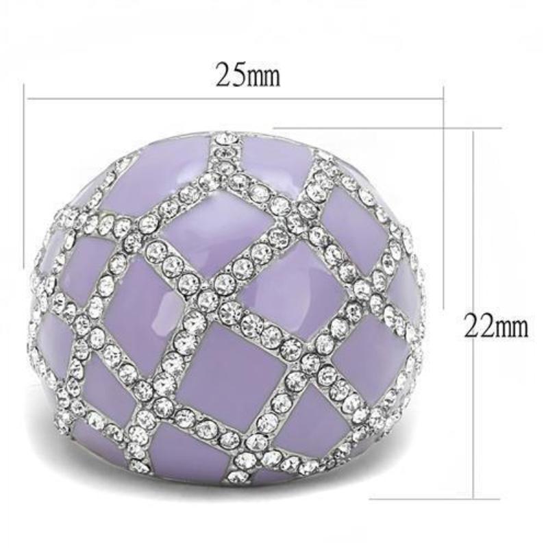 High polished (no plating) Stainless Steel Ring with Top Grade Crystal in Clear
