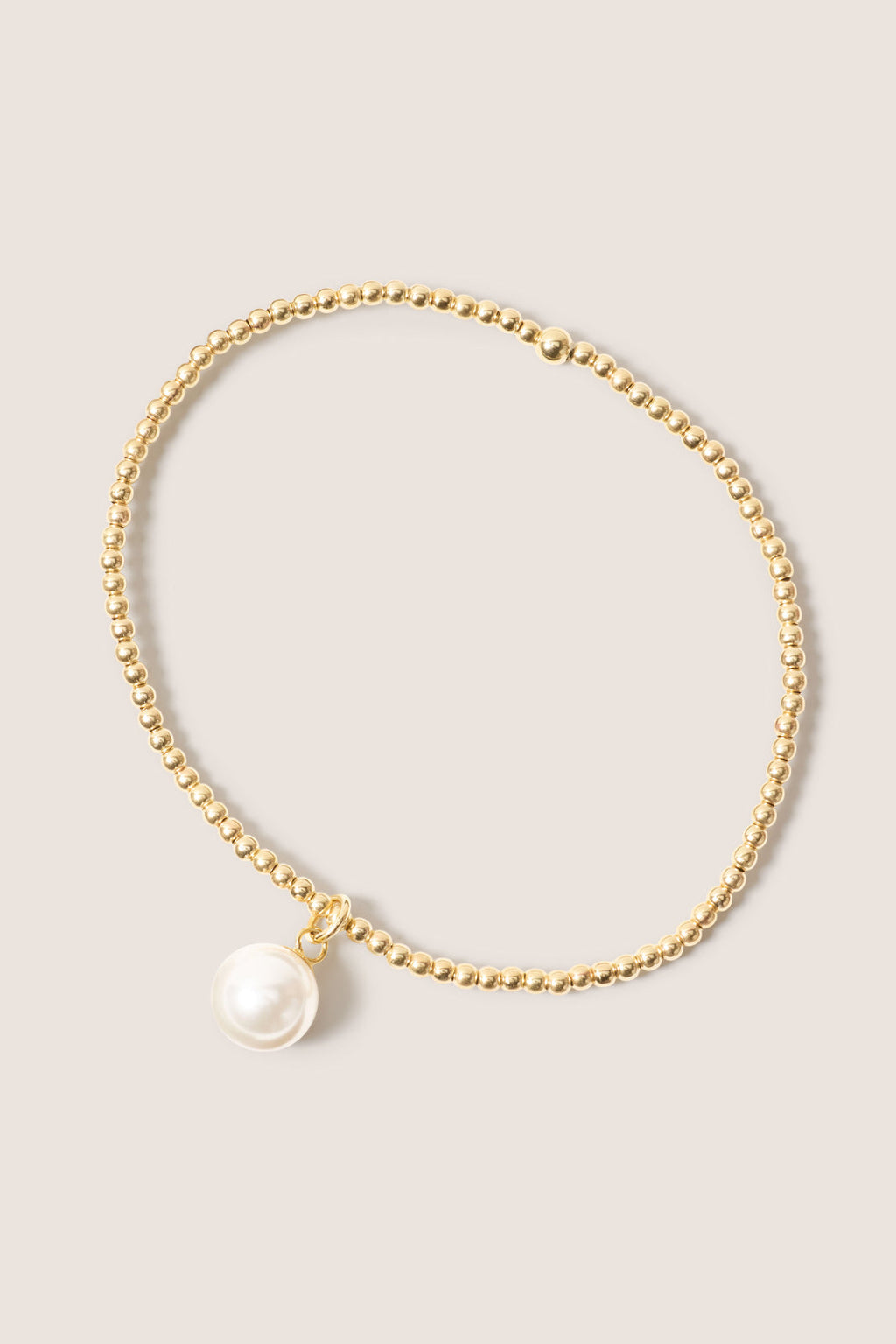 Women's Classic Gold 2mm Bracelet w. Pearl
