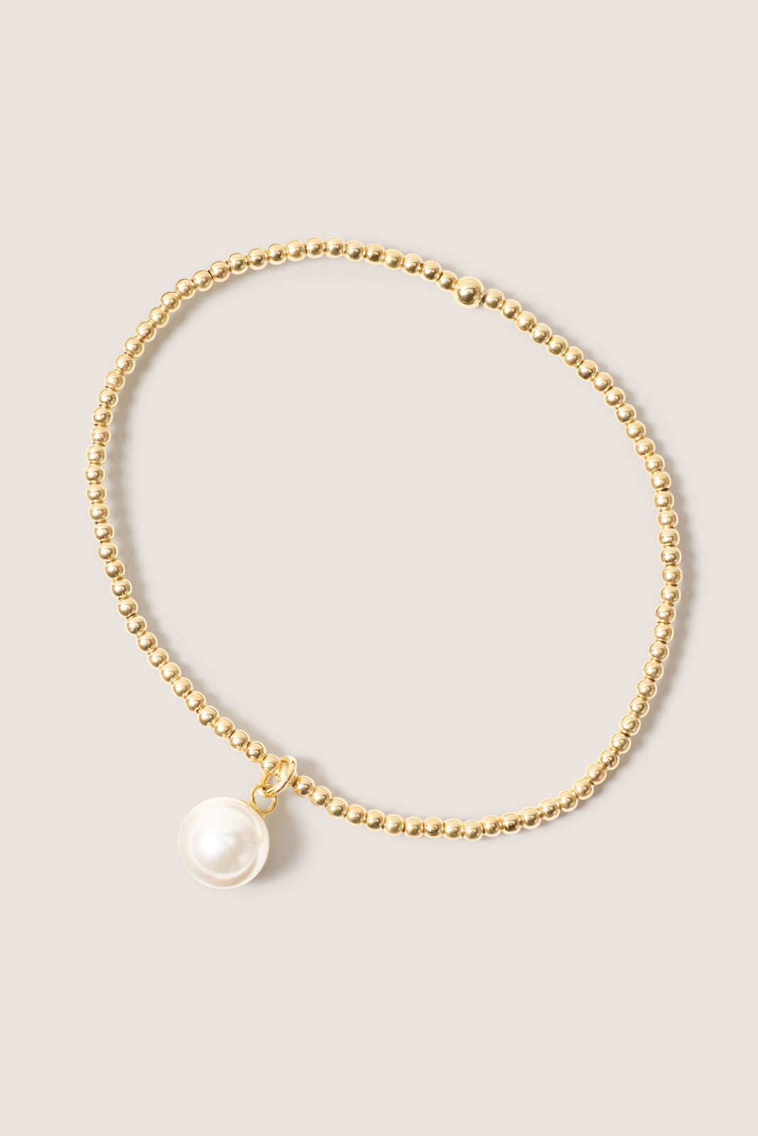 Women's Classic Gold 2mm Bracelet w. Pearl