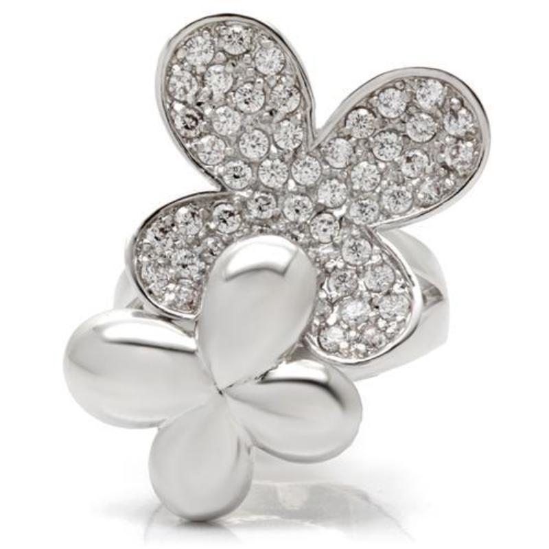 Rhodium Brass Ring with AAA Grade CZ in Clear