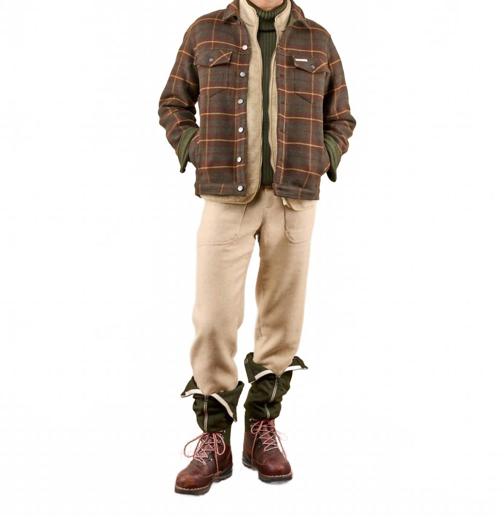 Unisex Wool Jacket In Hunter Brown Checks