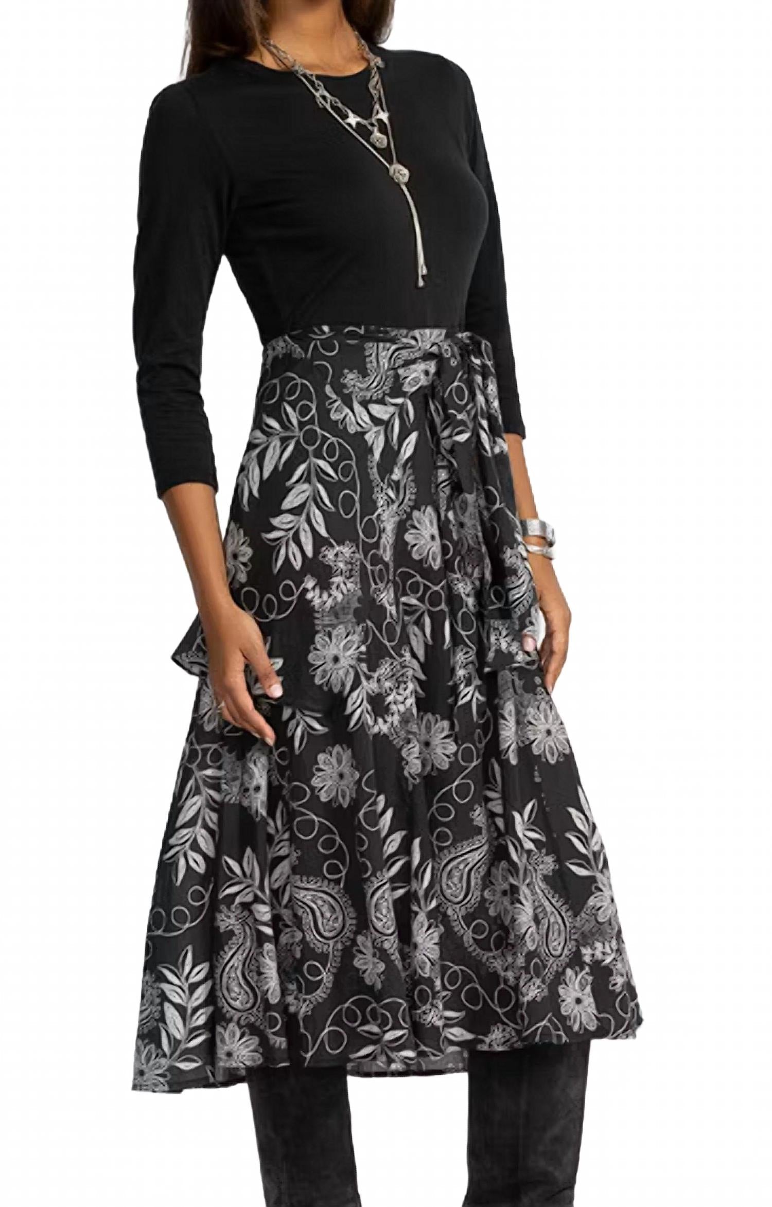 Mixed Media Wrap Tie Dress In Marana