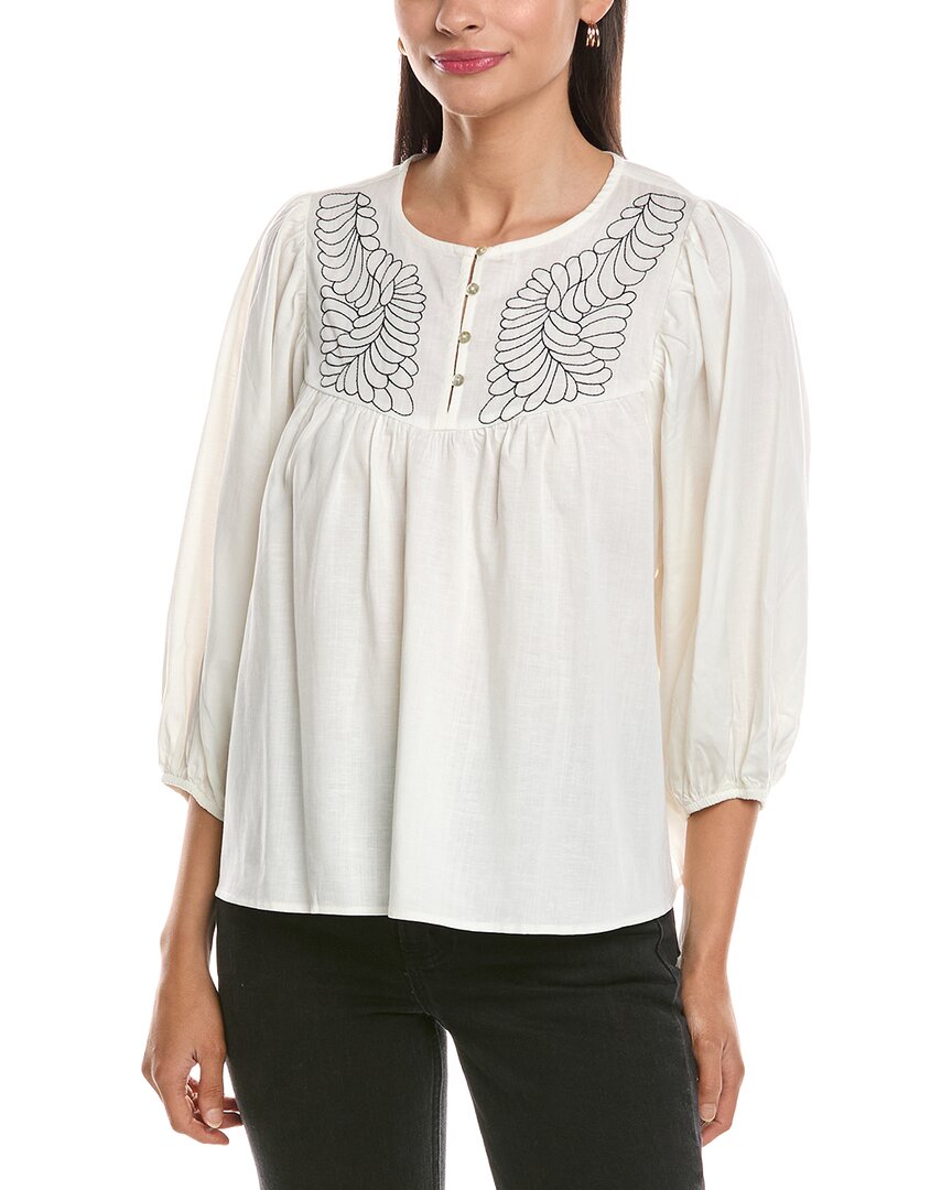 Nanette Nanette Lepore Balloon Sleeve Linen-Blend Blouse