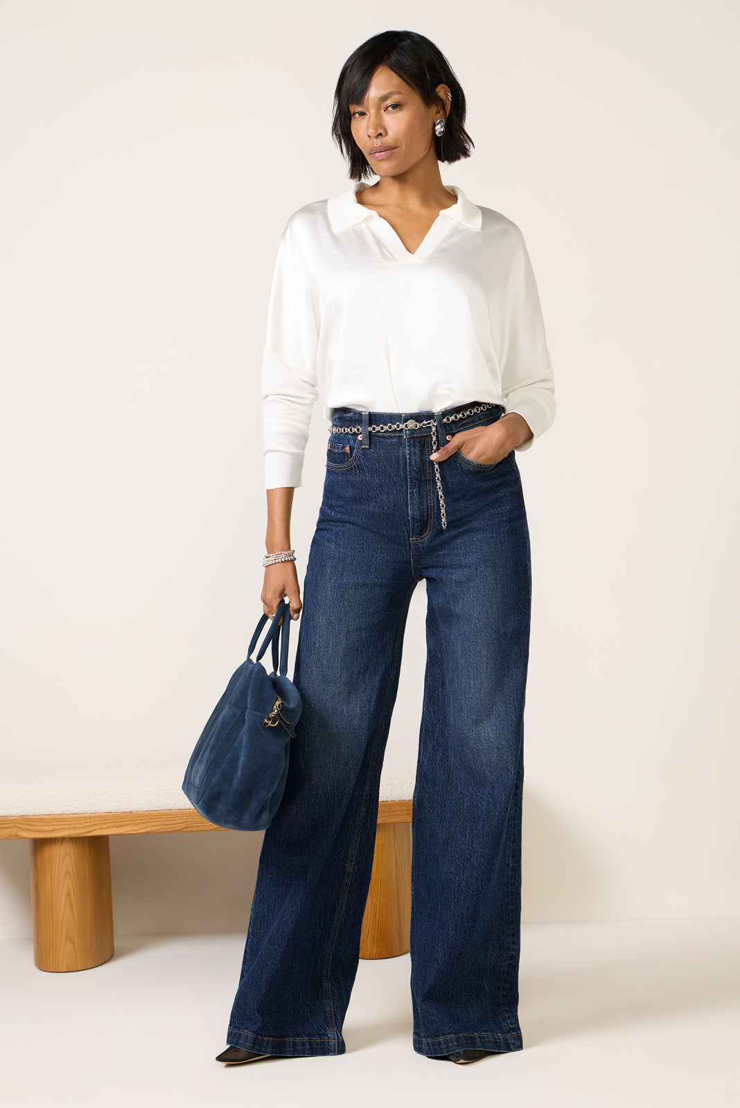 Women's Tina Mixed Media Satin Top