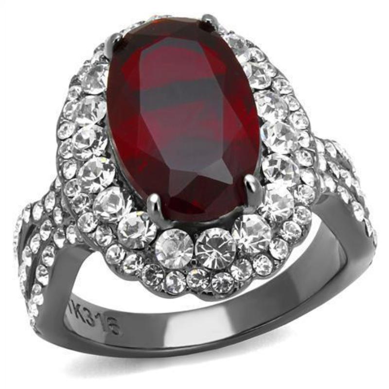 IP Light Black Stainless Steel Ring with Synthetic Synthetic Glass in Siam