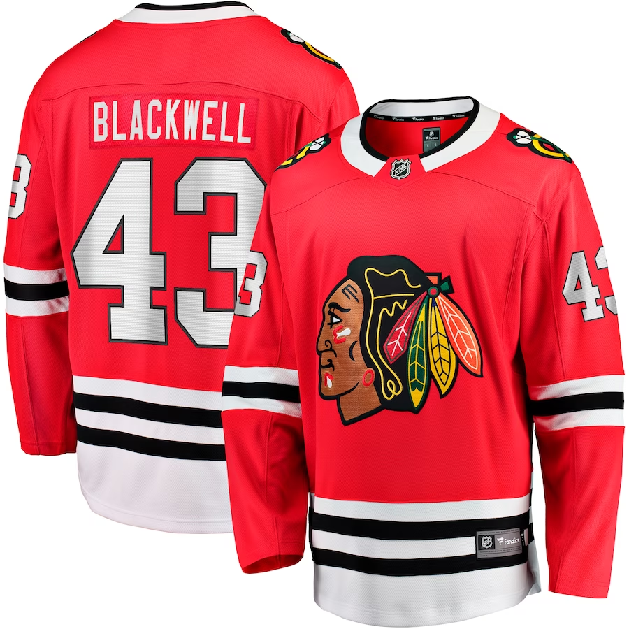 Men's Chicago Blackhawks Colin Blackwell #43 Red Home Breakaway jersey