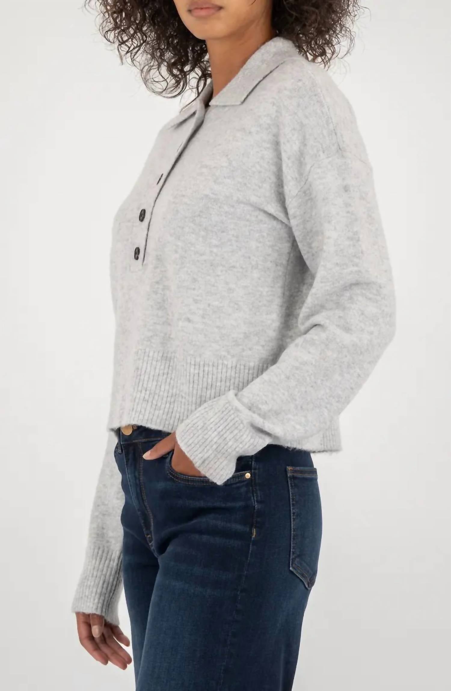 Lilia Long Sleeve Top In Grey