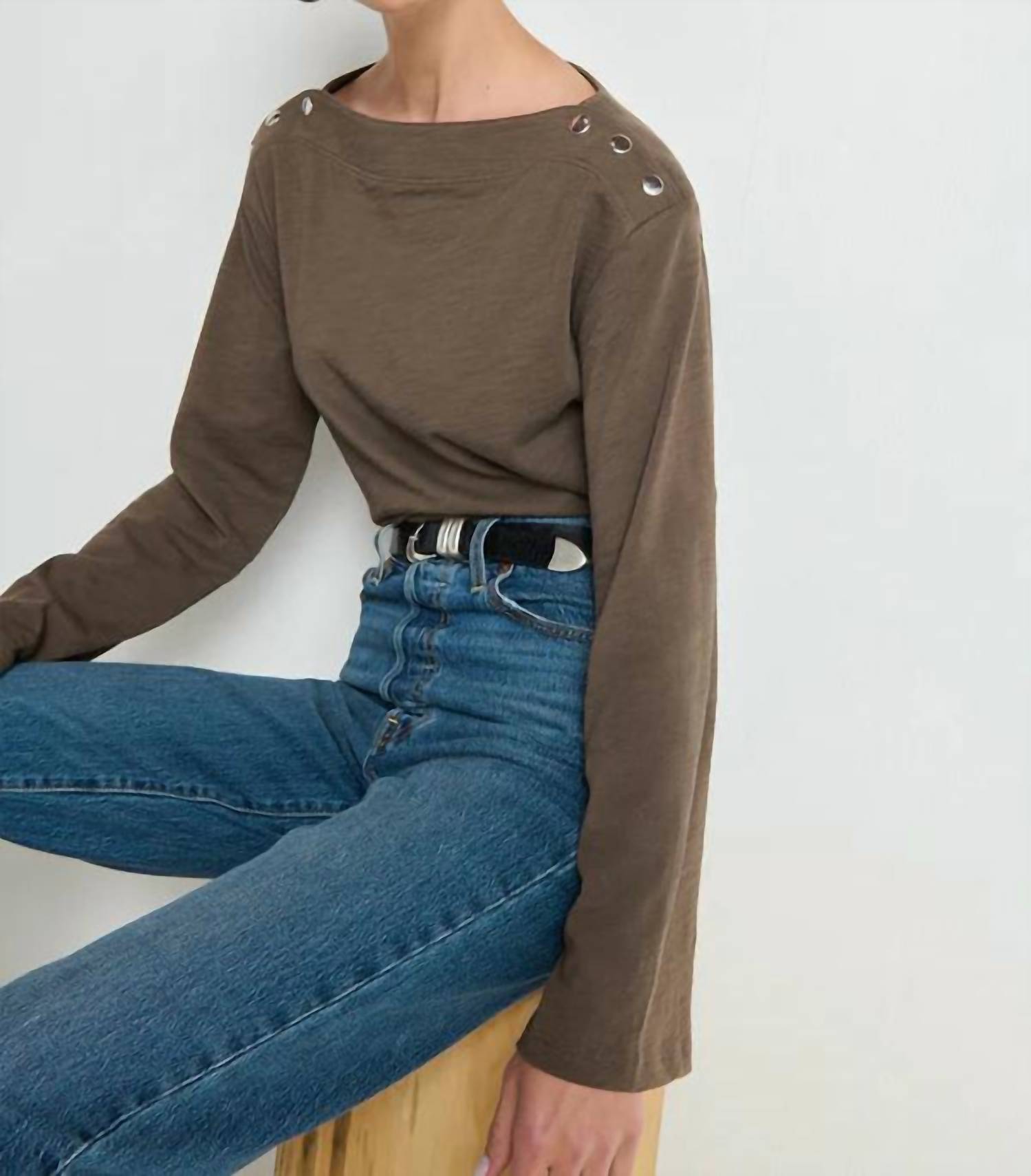 Rochelle Boatneck Tee In Espresso