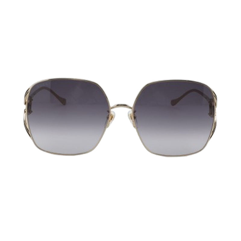 Gucci Sunglasses Square Full Rim, Gold Frame And Grey Gradient Lens Gg1323S001