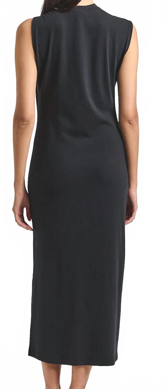 Evelise Asymmetric Embellished Twist Dress In Black