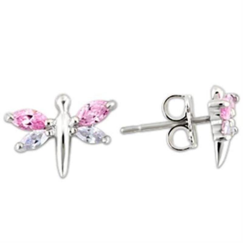 Rhodium 925 Sterling Silver Earrings with AAA Grade CZ in Multi Color