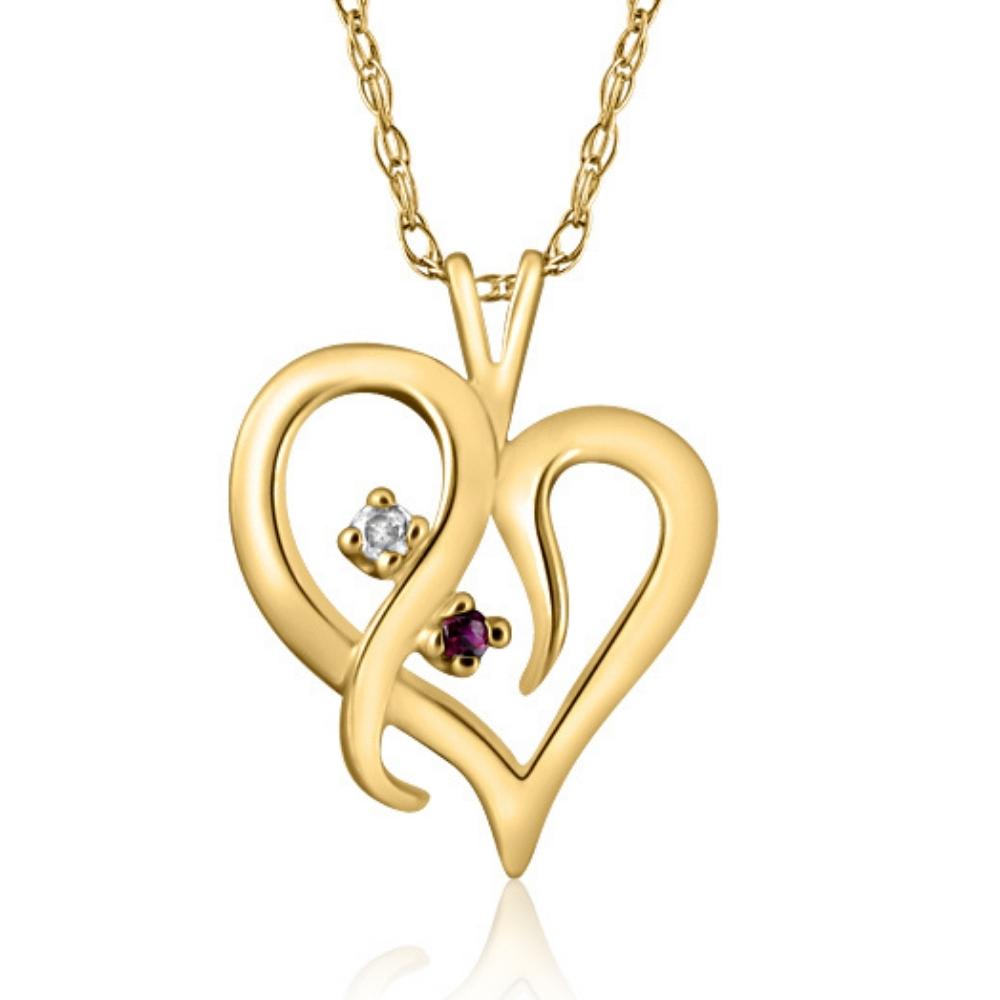 Ruby & Diamond Necklace Heart Shape Pendant in 14k White, Yellow, or Rose Gold