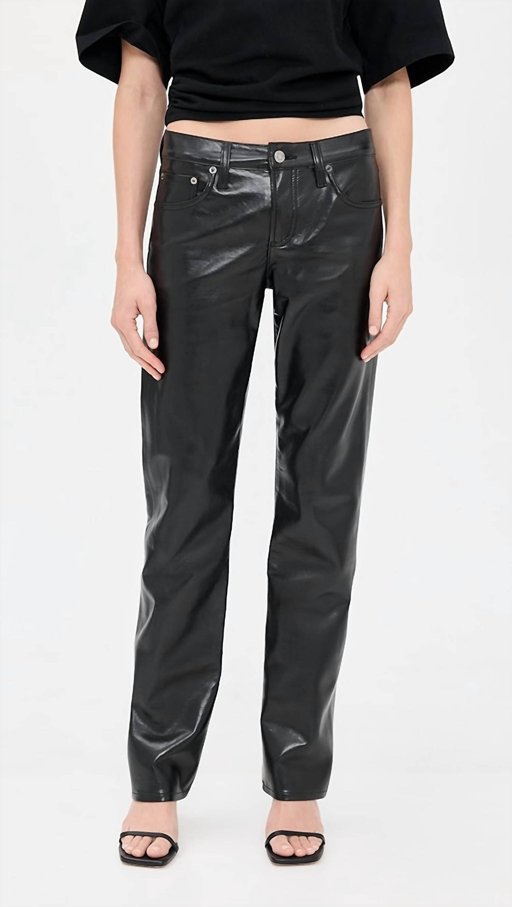Low Rise Recycled Leather Slim Jeans In Detox