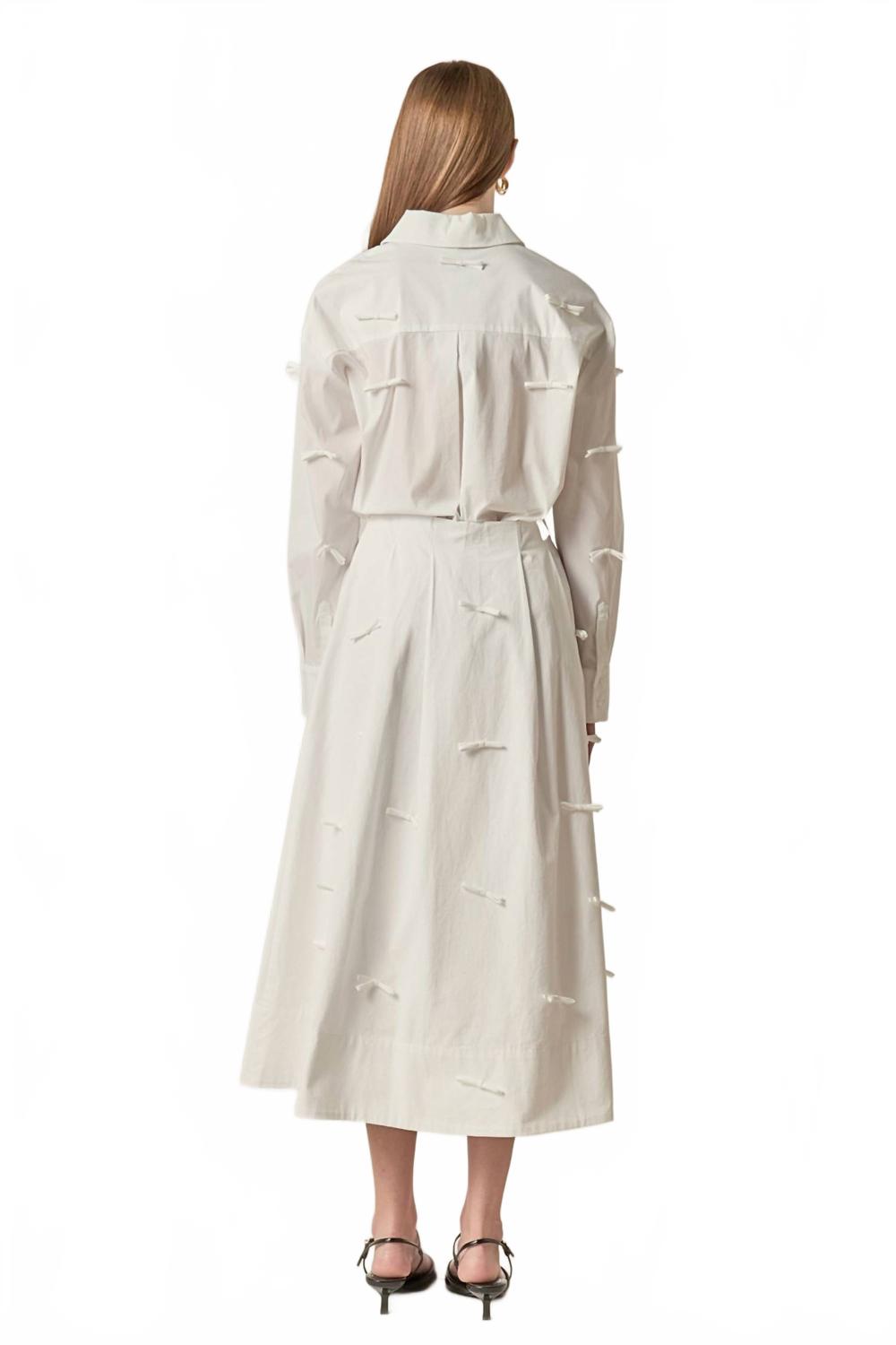 Bow Detailed Drop Shoulder Shirt In White