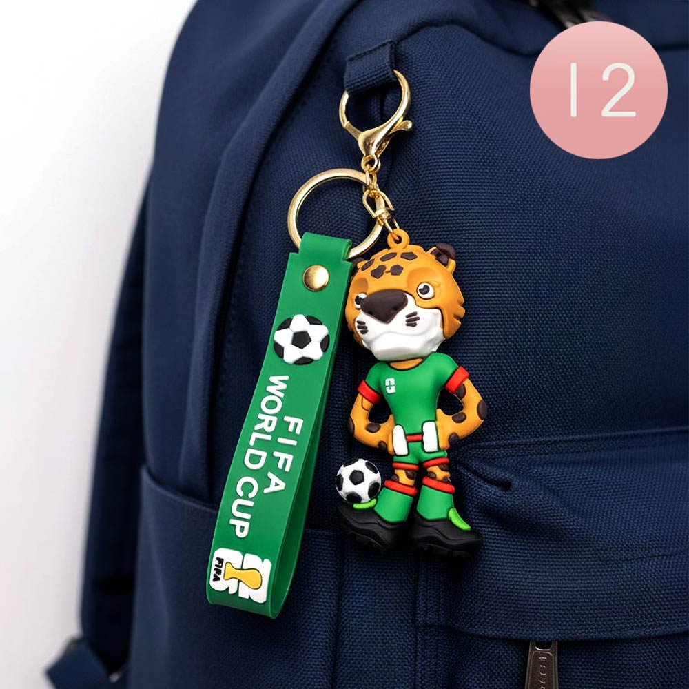 12PCS - FIFA World Cup 2026 Mexico Soccer Leopard Character Figure Strap Keychains
