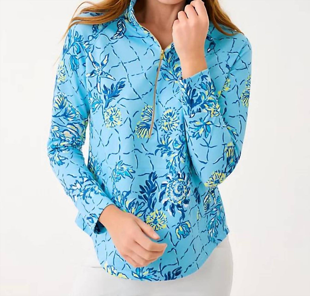 Upf 50+ Skipper Popover Blouse In Bellevue Blue