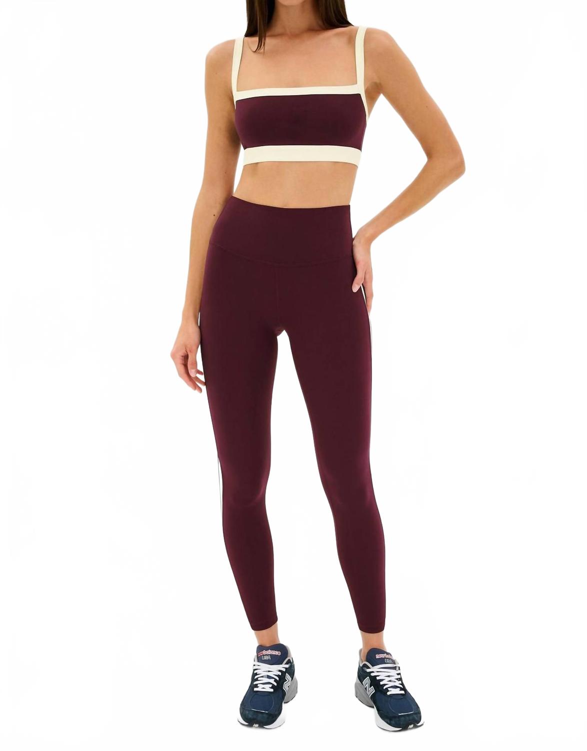 Clare High Waist Rigor 7/8 Leggings In Dark Cherry/cream
