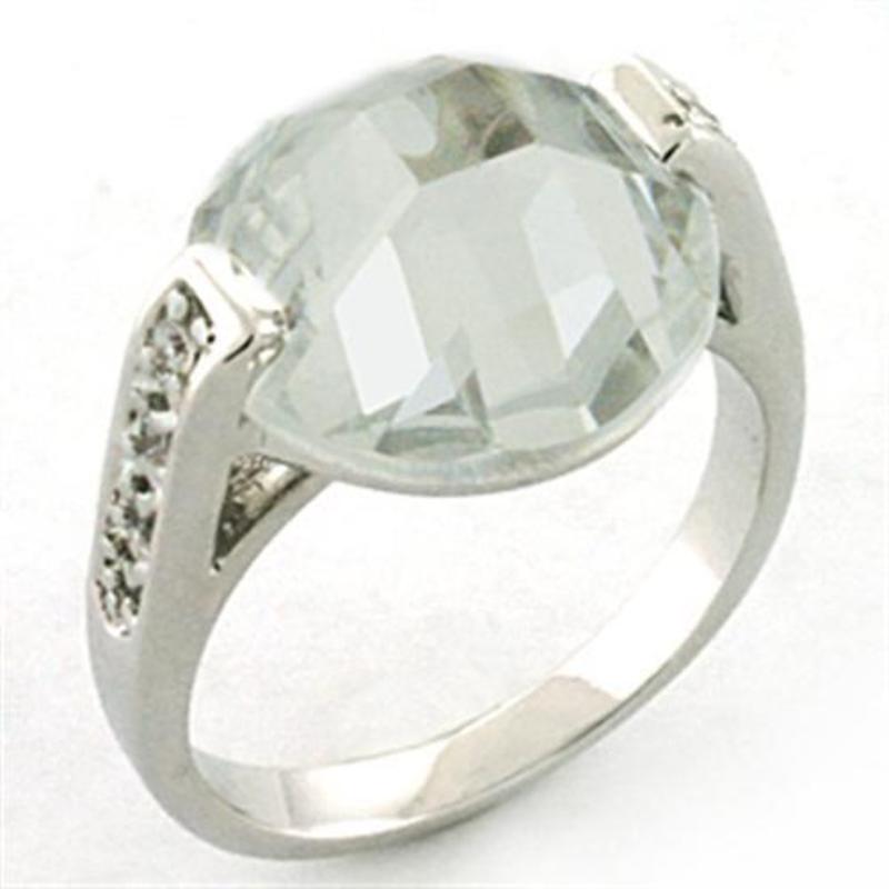 Rhodium Brass Ring with AAA Grade CZ in Clear