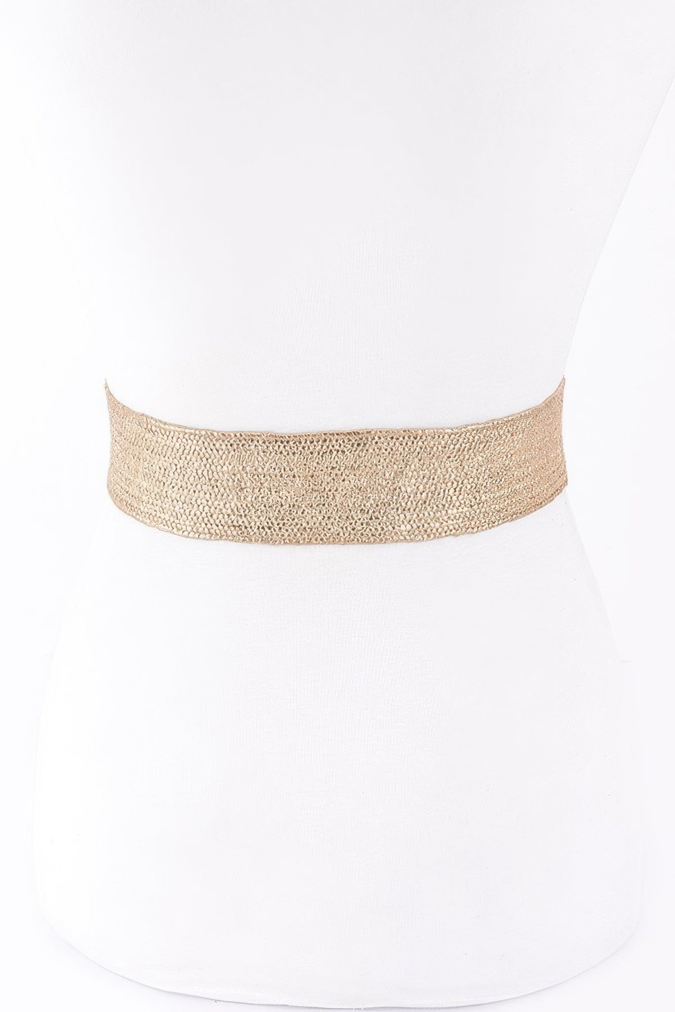 Hammered Metal Buckle Stretch Belt