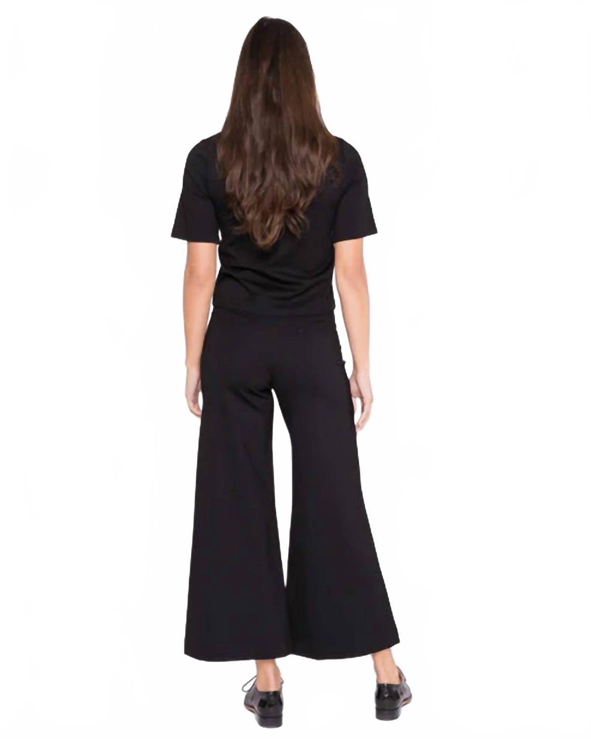 Ponte Knit Wide Leg Pants In Black