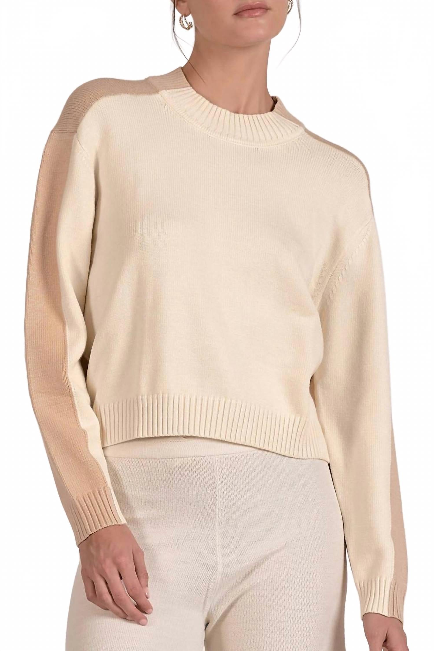 Mila Colorblock Sweater In Beige