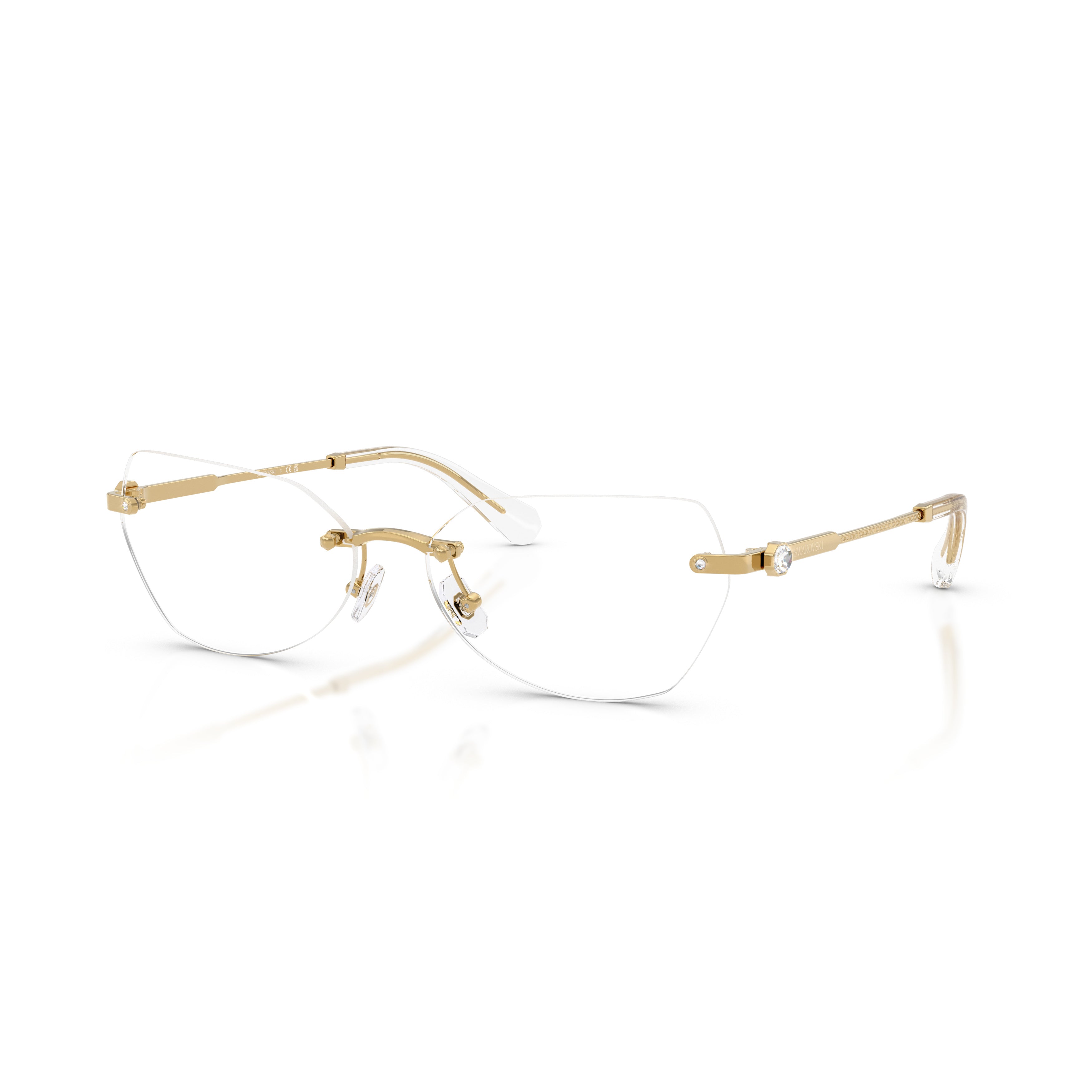 0Sk1031 Gold Rimless Eyeglasses with Crystal Accents