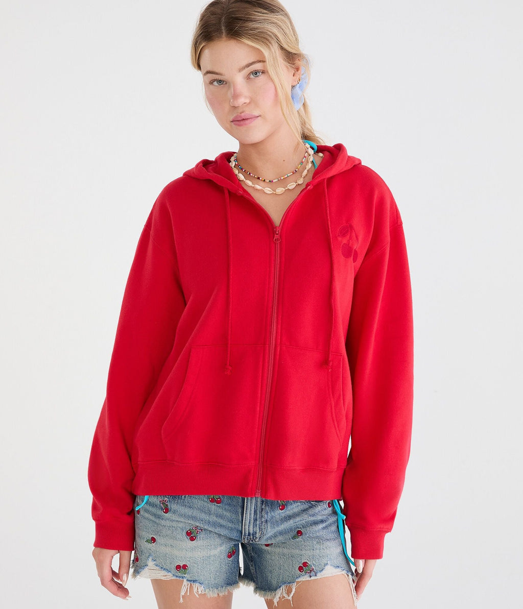 Aeropostale Cloud Soft Americana Cherry Full-Zip Hoodie