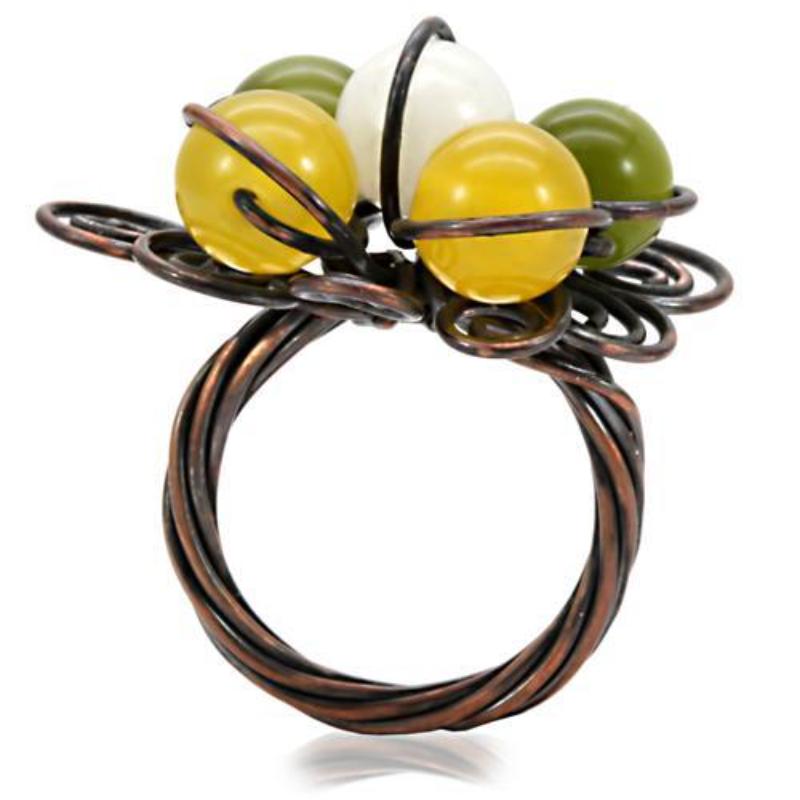Antique Tone Brass Ring with Assorted in Multi Color