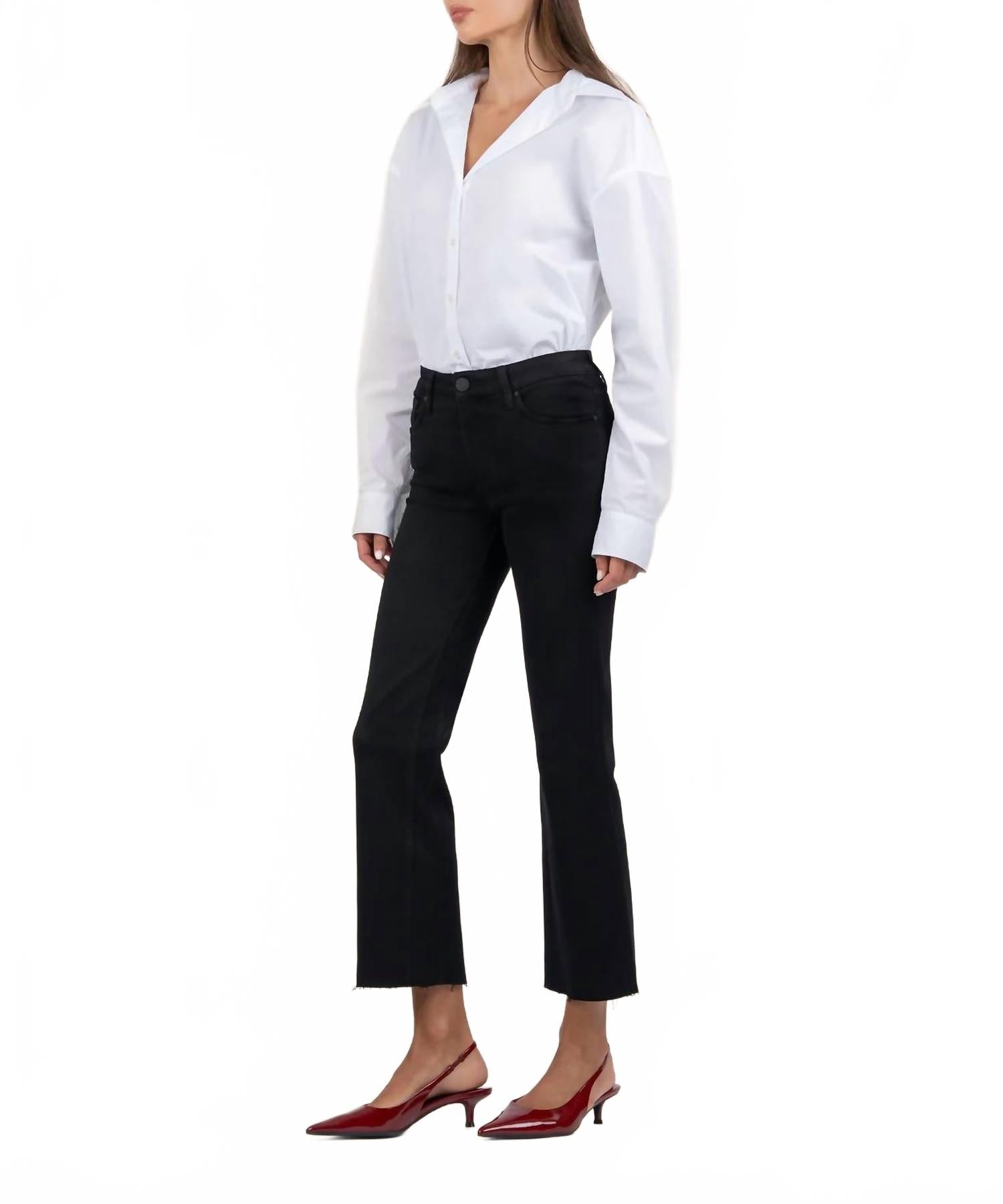 Kelsey Mid Rise Flared Leg Jeans In Black