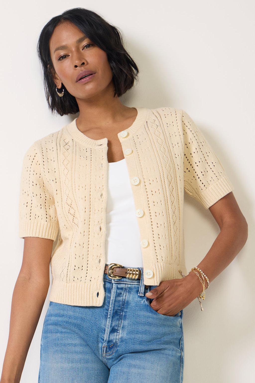 Women's Elle Pointelle Cardigan