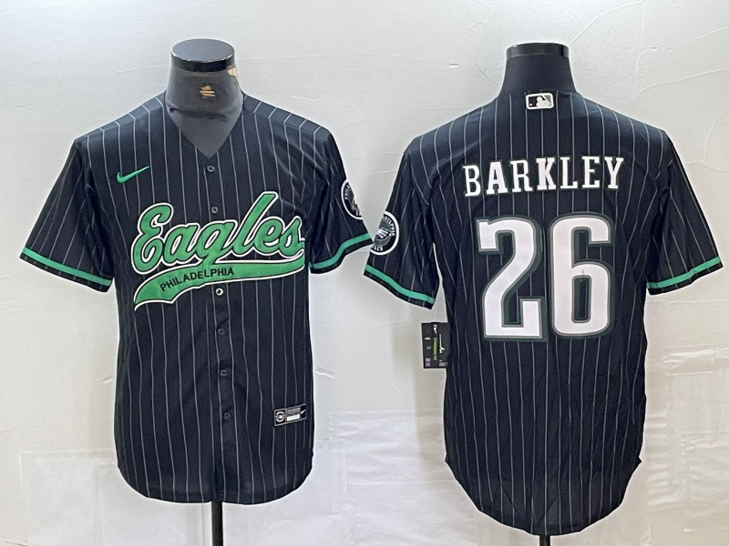 Men's Philadelphia Eagles Saquon Barkley #26 Black Team Game jersey Joint Edition