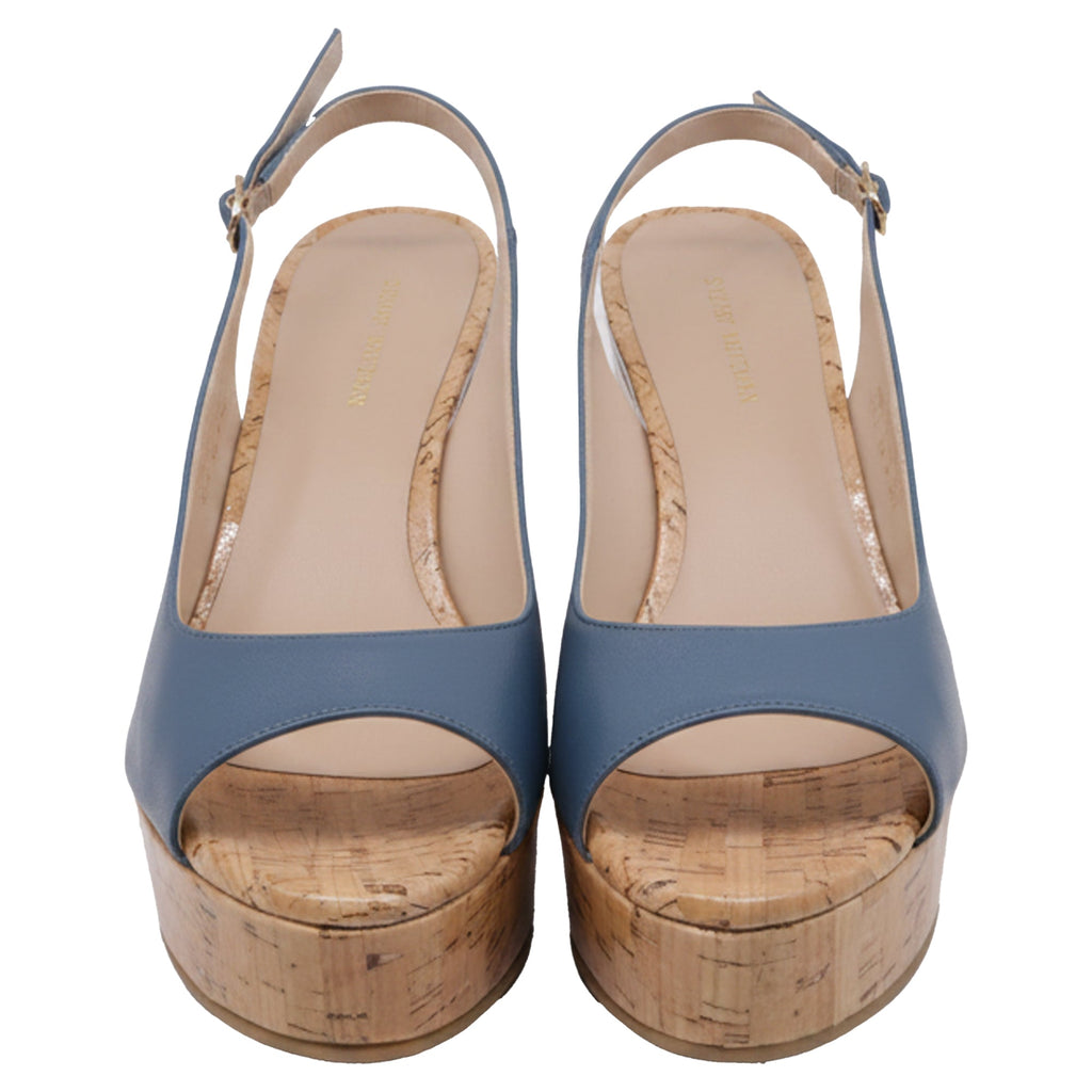 Stuart Weitzman Riveria Slingback Wedge Sandal In Blue Leather