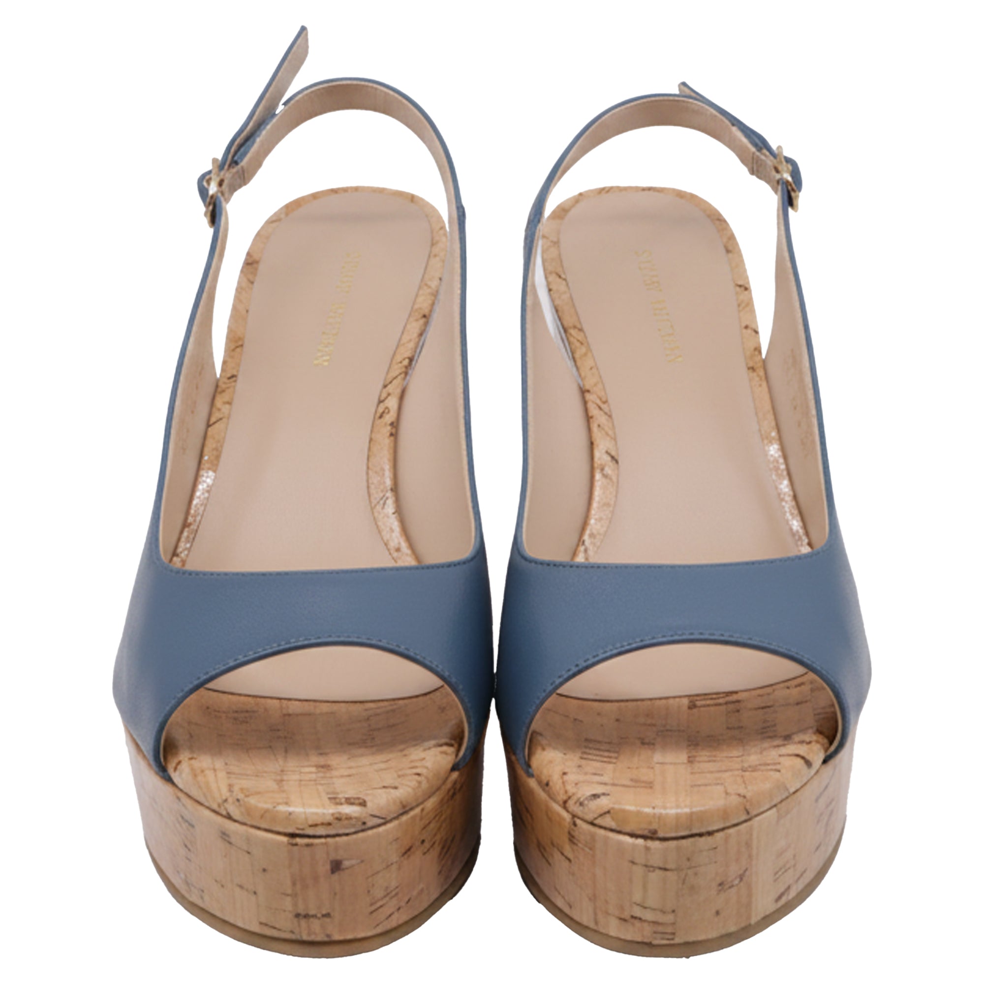 Stuart Weitzman Riveria Slingback Wedge Sandal In Blue Leather