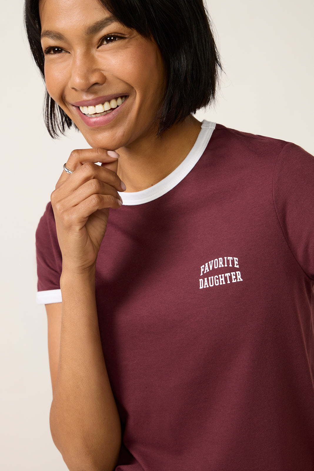 Women's Chest Logo Cropped Ringer T-Shirt