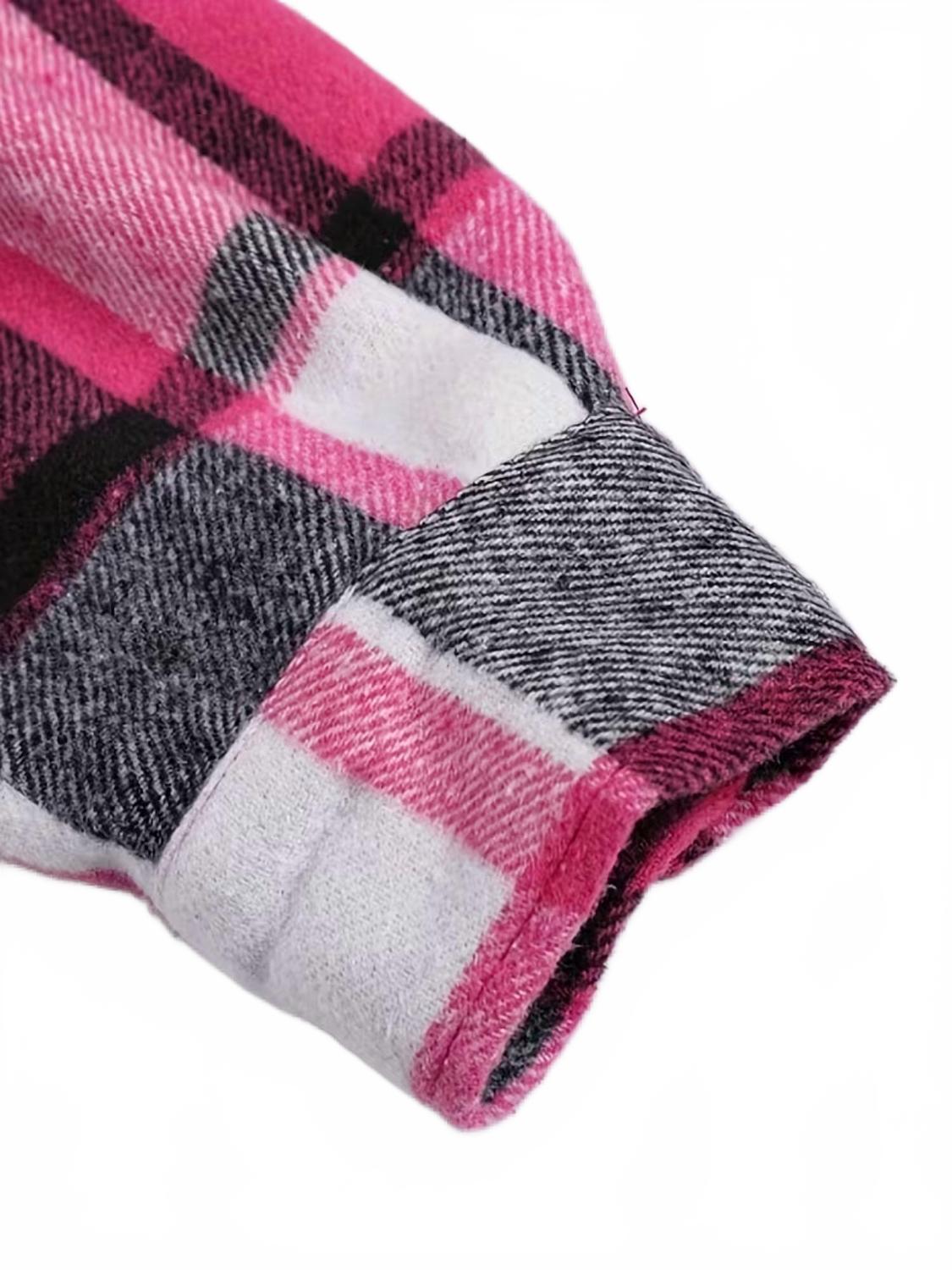 Autumn Shacket Plaid Shirt Jacket In Rose Red