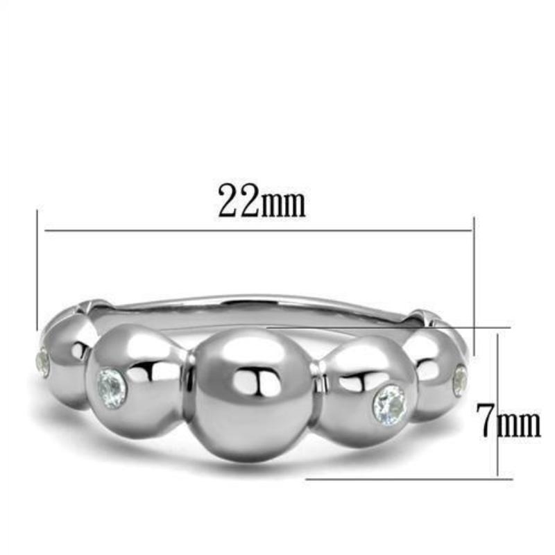 High polished (no plating) Stainless Steel Ring with AAA Grade CZ in Clear