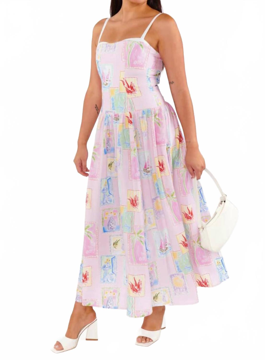 Hepburn Midi Dress In Summer Soleil Linen