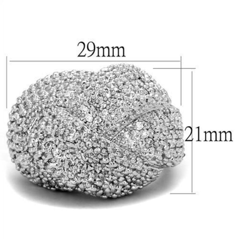 Rhodium Brass Ring with AAA Grade CZ in Clear