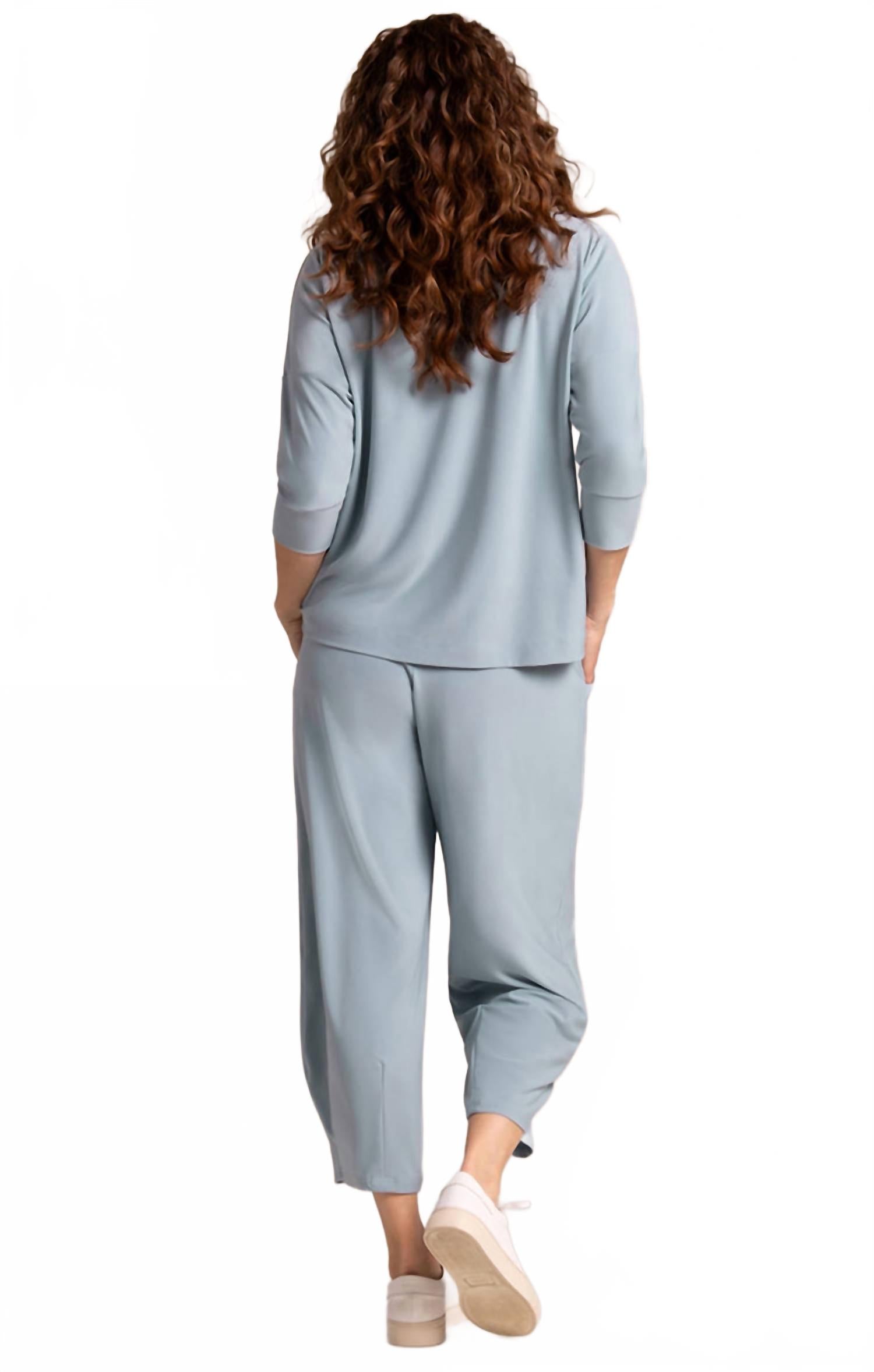 Slouch Sweatshirt Top In Stone Blue